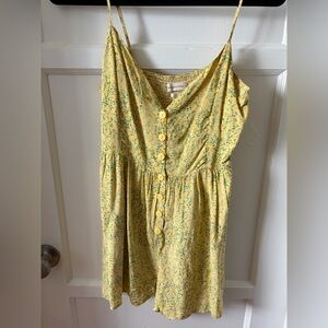 Yellow Floral Button-Front Romper